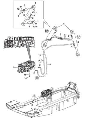 Articulation oscillation, hydraulic lines 9902857