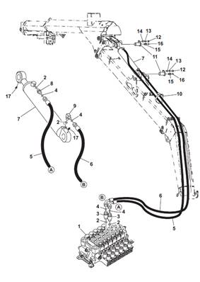 Tilt crane, hydraulic lines 9991498