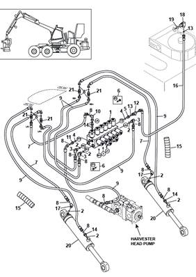 Rear drive motor, hydraulic lines 9991729