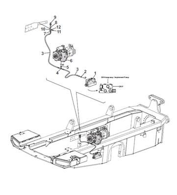 Transmission pump, hydraulic lines 9902870