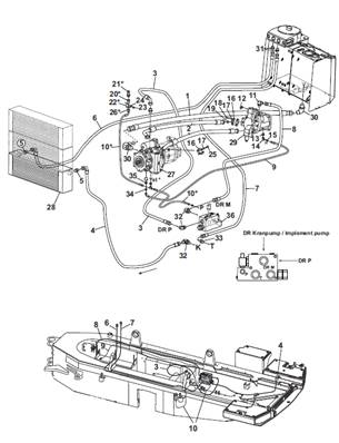 Transmission, hydraulic lines 9902917S2