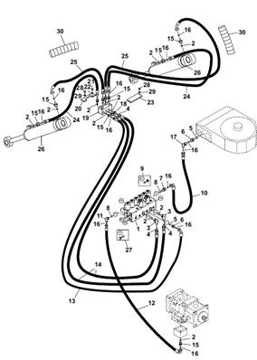 Forward drive motor, hydraulic lines 9992330
