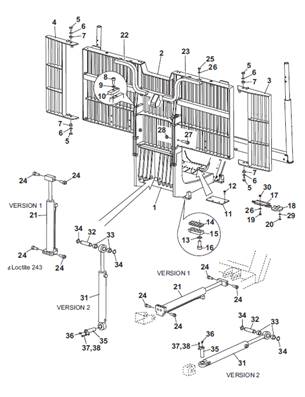 Hydraulic and mechanical removable grid, mounting 9992506S2