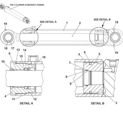 Hydraulic steering cylinder, assembly 9992921