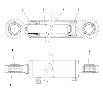 Hydraulic steering cylinder, assembly 99929241GR