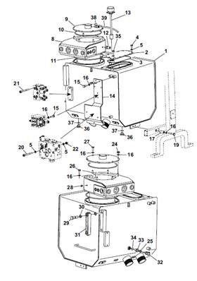 Hydraulic tank, assembly 9901203S2