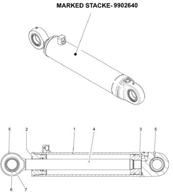 Rear pendulum arm, hydraulic cylinders 9902640