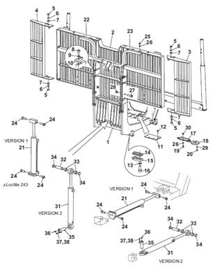 Hydraulic and mechanical removable grid, mounting 9991269S2
