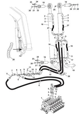 Crane lifting, hydraulic lines 9991496
