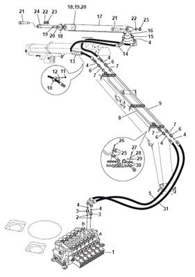 Crane telescope, hydraulic lines 9992203