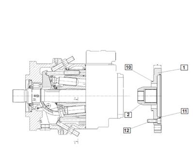 Harvesting head hydraulic pump, adapter plate 9992240