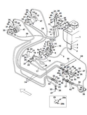 Forward drive motor, hydraulic lines 9992327S2