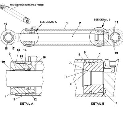 Hydraulic steering cylinder, assembly 9992740