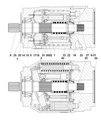 Crane hydraulic pump, assembly 02467552