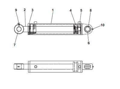 Oscillation blocking hydraulic cylinder, assembly 9900665GR