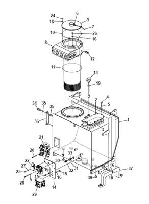 Hydraulic tank, assembly 9992183S2