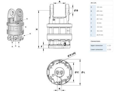 Rotator INDEXATOR AV12S M16 Ø173mm for 100mm links