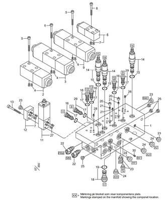 Hydraulic system, Left manifold LM005521D