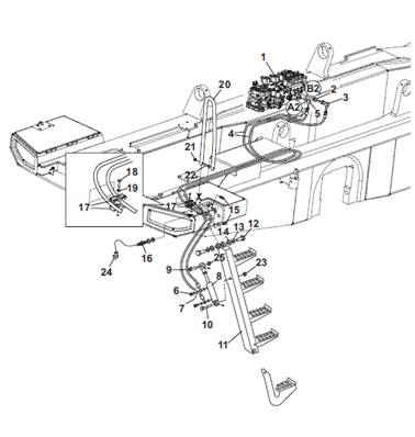 Ladder, hydraulic lines 9902854