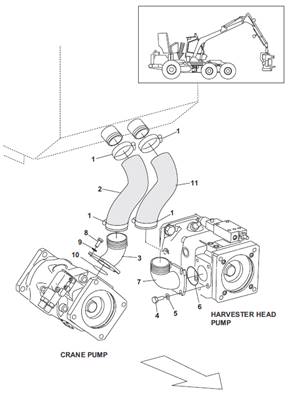 Transmission pump, hydraulic lines 9991897