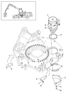 Turret rotation motor, mounting 9991905