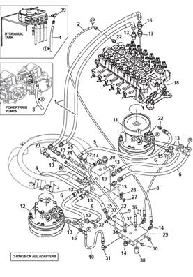 Turret rotation motor, hydraulic lines 9992075S2