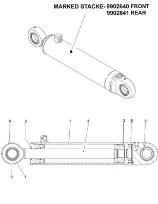 Rear pendulum arm, hydraulic cylinders 99929436