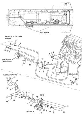Cab air conditioning and heating, pipes 9902902