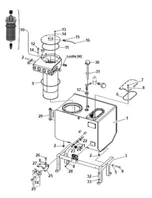 Hydraulic tank, assembly 9991186