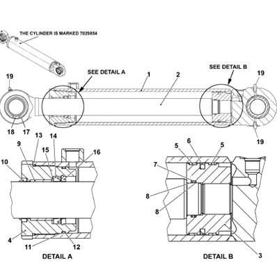 Hydraulic steering cylinder, assembly 9991727