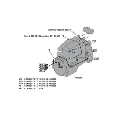 Engine harness, mounting 9991845