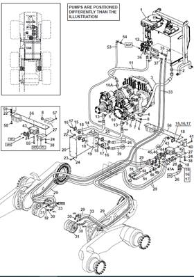 MSE08 forward drive motor, hydraulic lines 9992041S2