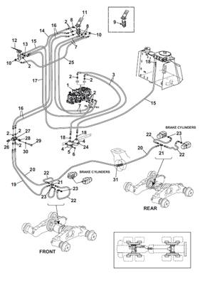 Service brakes, hydraulic lines 9992356