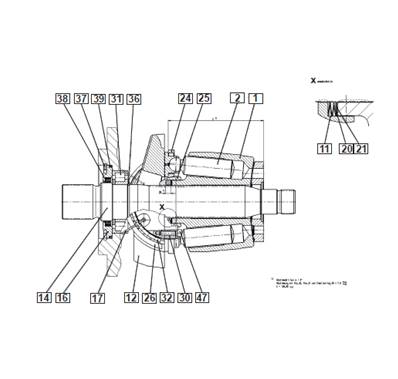 Hydraulic pump felling head, rotation 9992752