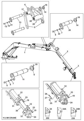 Crane 250/260 11,5m, assembly 99929171