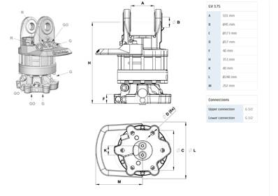 Rotator INDEXATOR GV17S M16 Ø173mm for 100mm links