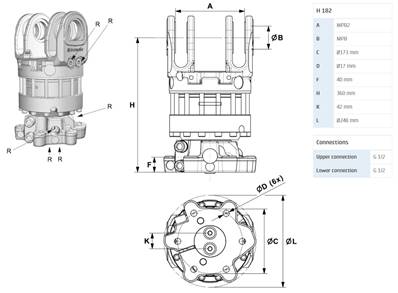 Rotator INDEXATOR H182 M16 Ø173mm for MPB2 184mm