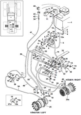 Rear drive motor, hydraulic lines 9992266S2