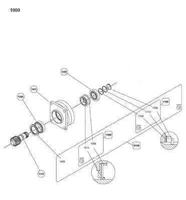Turret rotation motor, assembly 9993003
