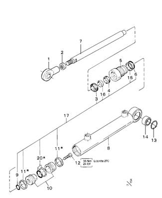 Hydraulic cylinder wheel arm 25/16 LM999035