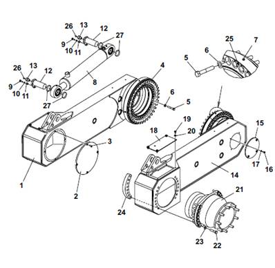Rear pendulum arm, assembly 9992264