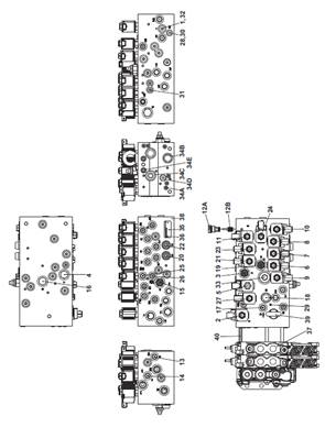 Main hydraulic distributor, assembly 9992364
