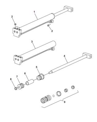 Cradle hydraulic cylinder, assembly 9992662