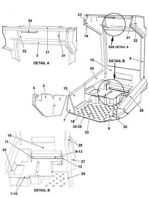 Cabin insulation, assembly 7019125S2