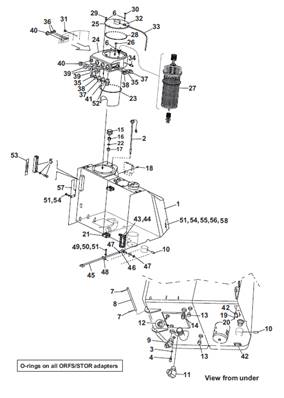 Hydraulic tank, assembly 9907438S2
