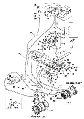 Rear drive motor, hydraulic lines 9992328S2