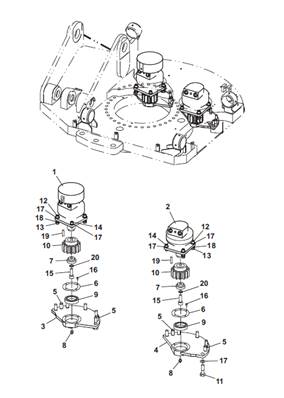 Turret rotation motor, assembly 9992332