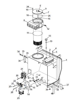 Hydraulic tank, assembly 9992730S2