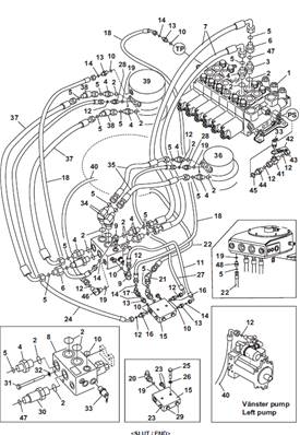 Turret rotation motor, hydraulic lines 9991482S3