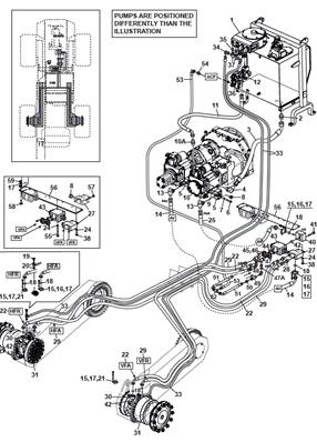 MSE08 forward drive motor, hydraulic lines 9992911S2